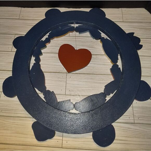 Vintage Wooden Wall Decor Children Of The World Love One Another 19½in Round - Picture 6 of 12